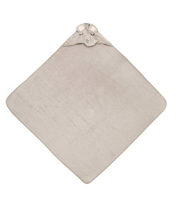 Бебешка Хавлия С Качулка 100X100 Cм Слон Сив Sensillo