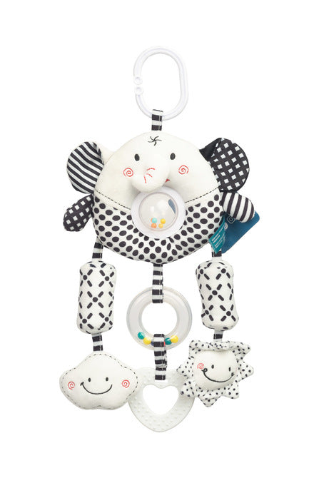 Jucărie cărucior Sensillo Elefant alb-negru 