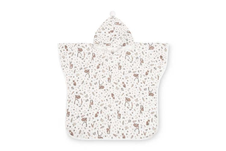Muslin poncho Forest animals white Sensillo