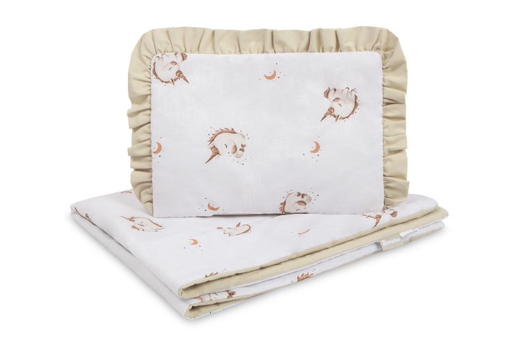 Спален комплект двулицев за бебешко креватче Unicorn Beige 75X95 25X35 Sensillo